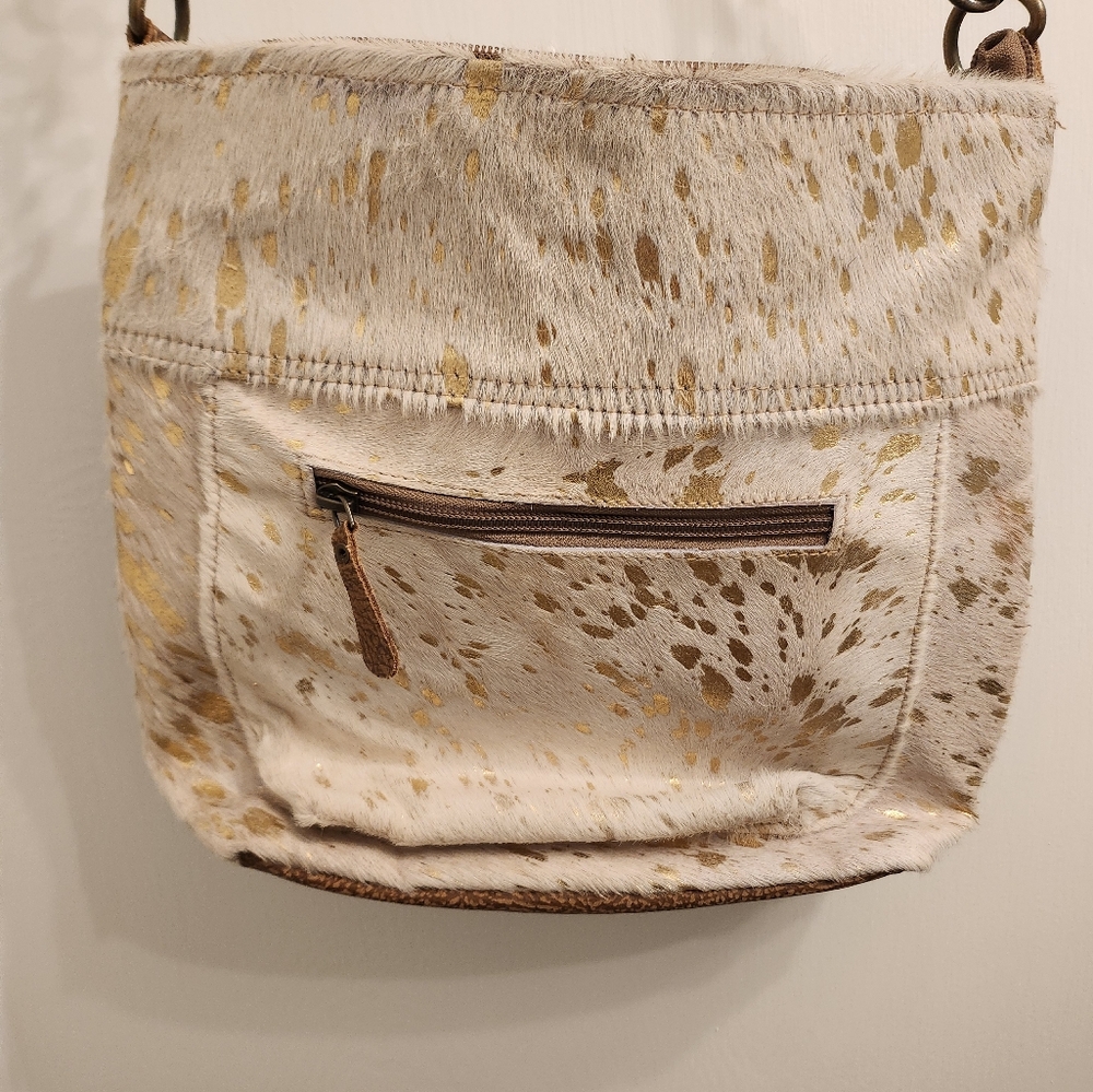 Myra Bag White & Gold Hair Crossbody Purse